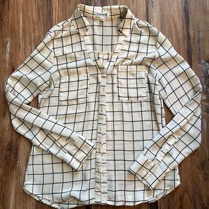 Express The Portofino Shirt White Black Square Stripe Button Down Shirt Sz XS